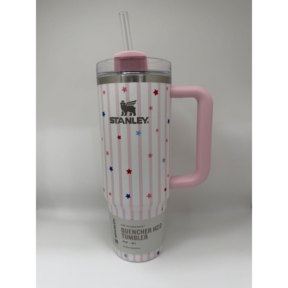 Stanley 30 Oz H2.0 FlowState Quencher Tumbler Pink Starry Stripes